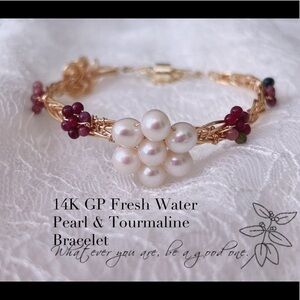 COPY - 14K GP Fresh water pearl & Tourmaline Bracelet A-8